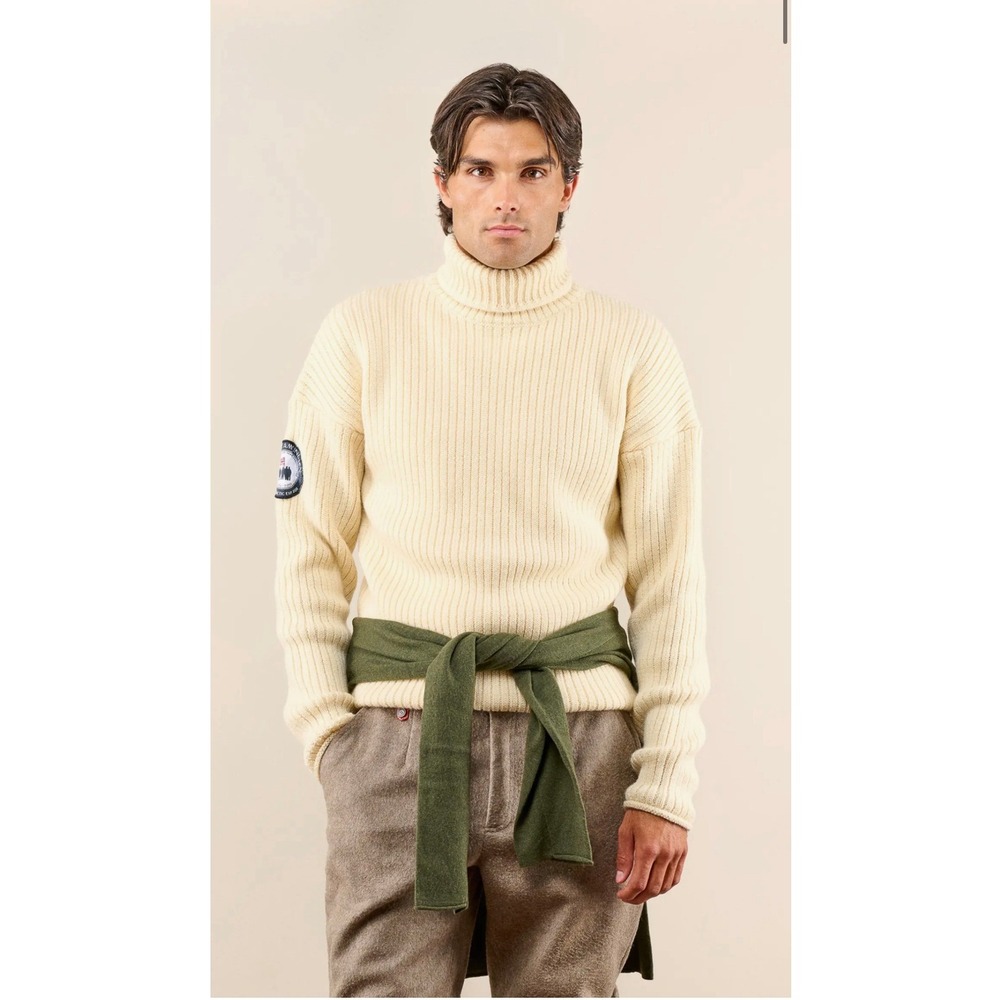 Amundsen Heroes Original Turtleneck Mens XL Natural Norwegian Wool Sweater NWOT